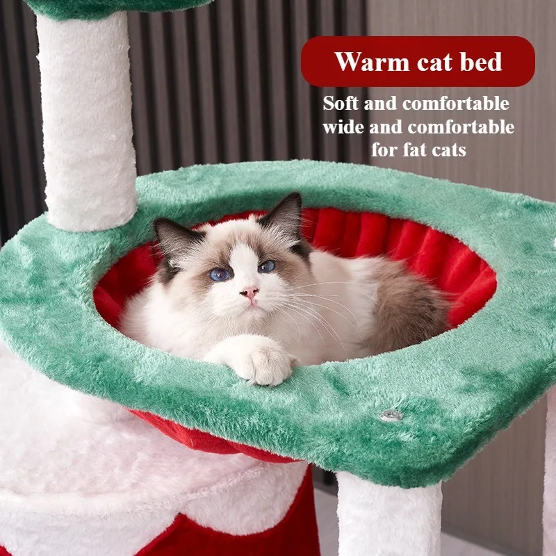 Christmas Tree Cat Climbing Frame Soft Plush Cat Bed Cat Tower