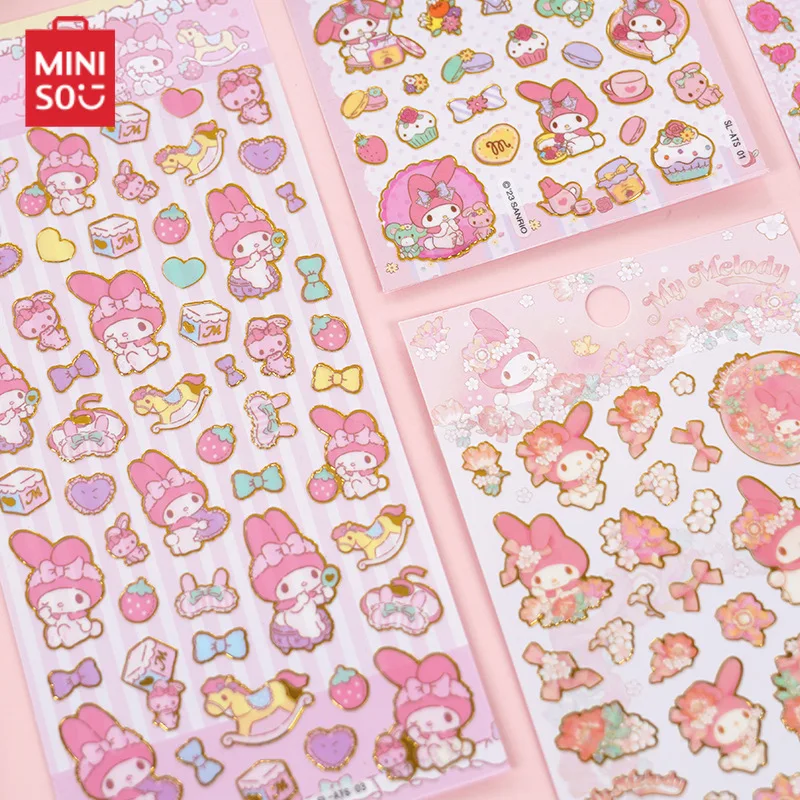 

MINISO оригинальные кавайные золотые наклейки в виде книги My Melody DIY аниме декоративные наклейки праздничный подарок для ребенка