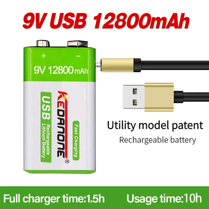 

9 volt Rechargeable Battery 9V 6f22 Crown Battery for Multimeter KTV Microphone Metal Detector RC Helicopter electric guitar Toy