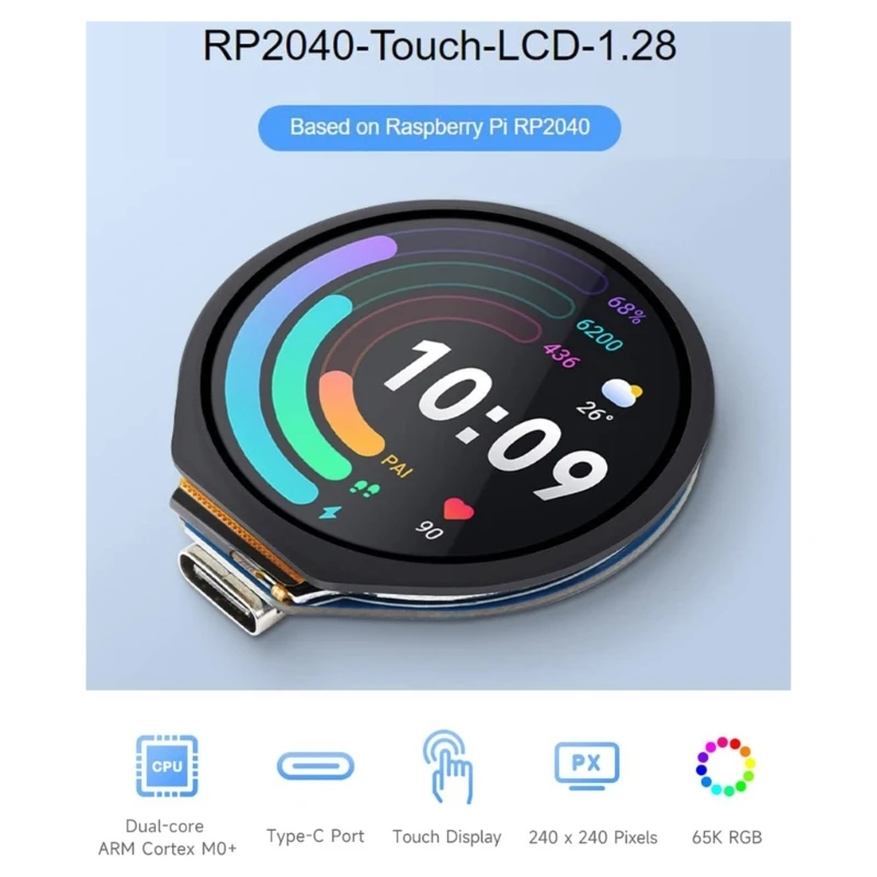 ���ο� RP2040-Touch-LCD-1.28 ��ġ LCD RP2040 ���� ���� DualCore ���μ��� Dropship