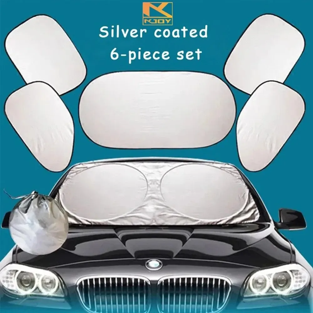 Windshield Sunshades 6PCS Car Front Rear Insulated Prevent Snow Ice UV Rays