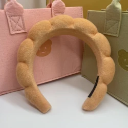 Luxury Microfiber Spa Set: Plush Wristbands & Puffy Headband (CORAL RED)