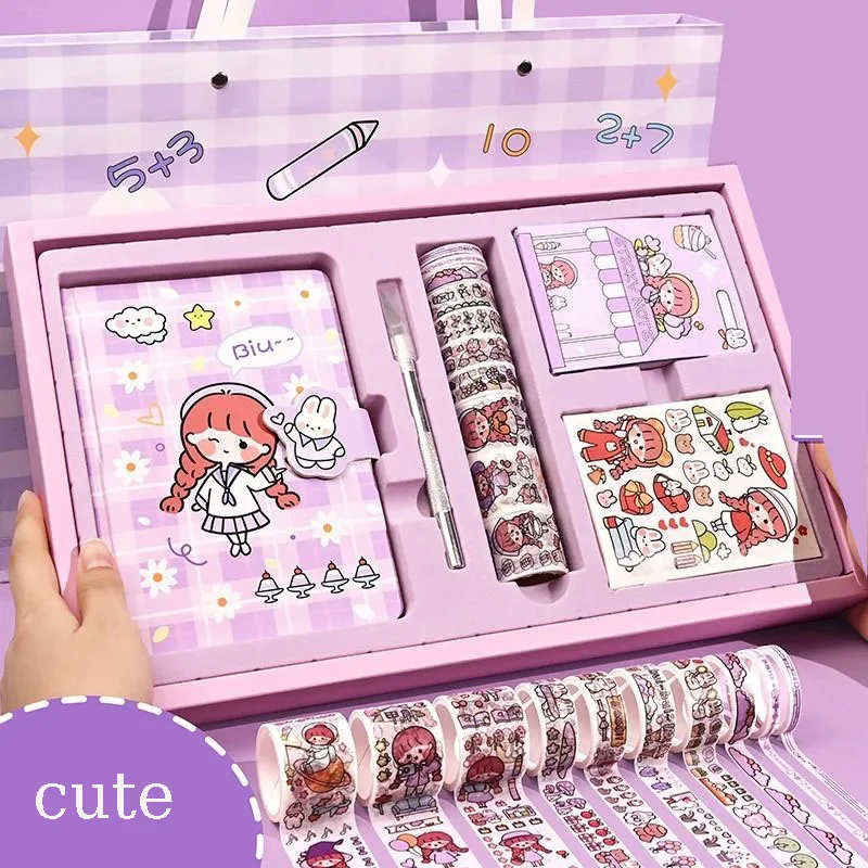 

Simple And Easy To Operate, High-Value Hand Account Book Set Gift Box Hand Book Book Girl Heart Student Full Set Of Sticker Tape