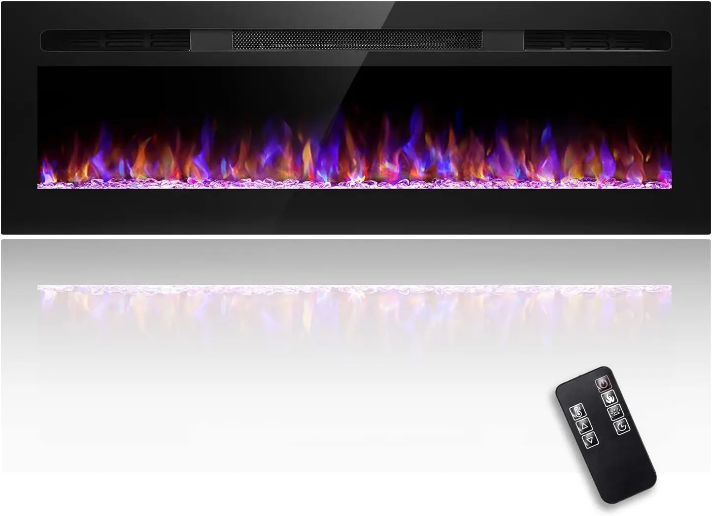 1500W Electric Fireplaces for Living Room Wood Decorative 3d Flame Indoor Recessed Wall Mounted Home Heater With Remote Control