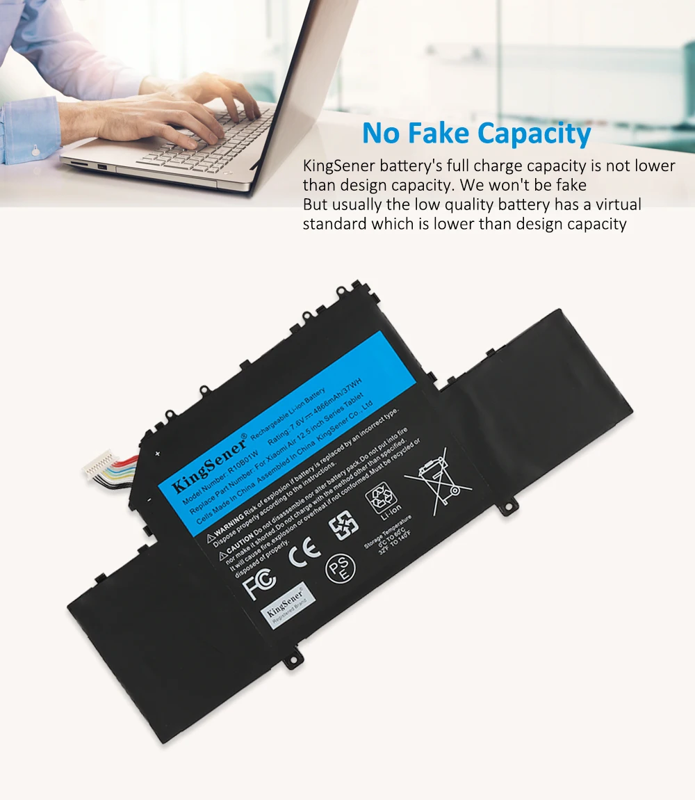 Bateria do Portátil de Kingsener R10b01w R10bo1w para Xiaomi mi ar 12.5 Série Notebook 16120101 161201-aa 7.6v 4866mah 37wh - Imagem 3