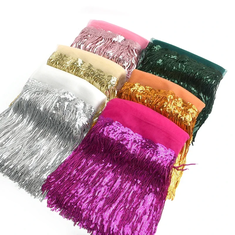 Description Picture 3 of item5/10Yards Meetee 20cm Sequins Tassel Fringe Trims Lace Ribbon Wedding Party Dress Fabric DIY Handmade Sewing Clothes Accessories