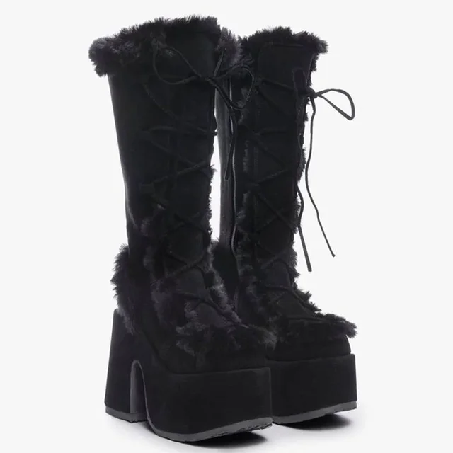 Elite Noir Platform Fur Boots