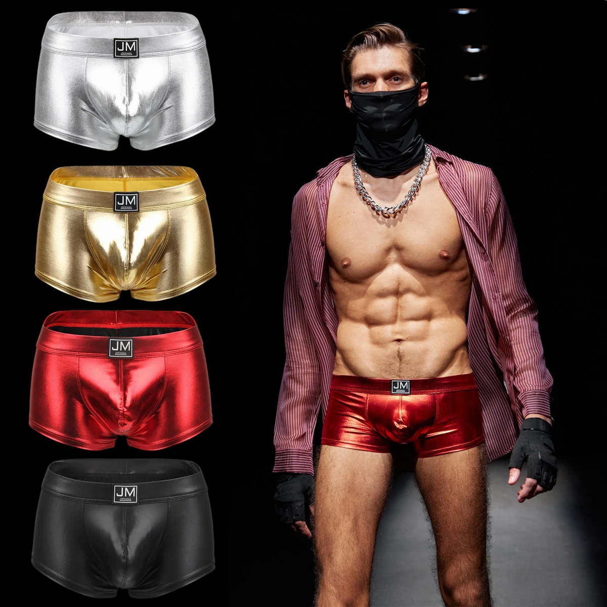 

Трусы-боксеры JOCKMAIL мужские, Брендовое нижнее белье, однотонные пикантные модные трусы для геев, шорты для танцев на шесте, быстросохнущие плавки