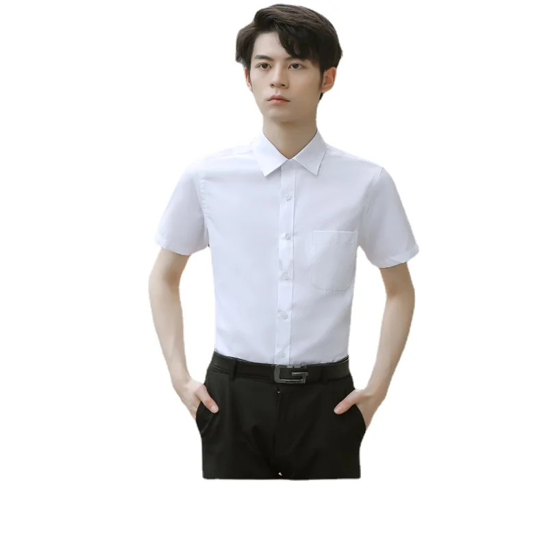 

Fashion Summer Men's Short-sleeved Shirt White Slim-fit Professional Tooling Business Dress Shirt for Men