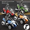 1:10 Scale Vehicle 2.4GHz High Speed Three Wheel RC MotoHawk Motorcycle Toys ATV Road Racer with LED Headlights Toy Gift for Kid 1