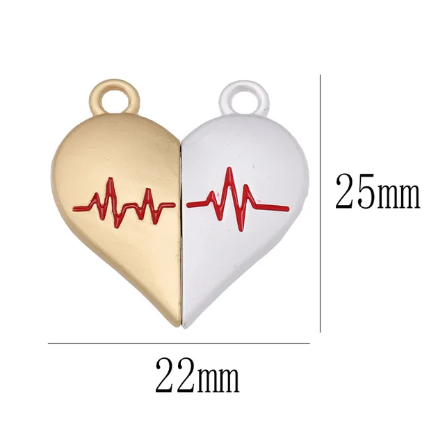 New Heart ECG Gold Color Magnet Buckle Jewelry Connector Charm Pendant for  Couple Necklace Key Chain Bracelet DIY Jewelry Making - AliExpress