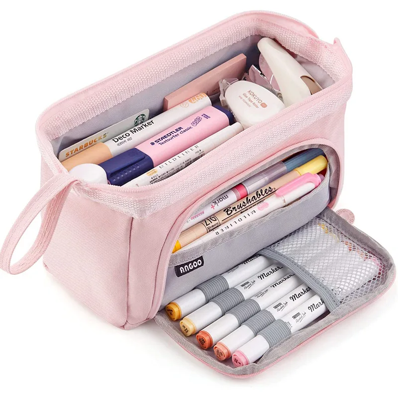 Astuccio Kawaii Grande Capacità Con Cerniera, Organizer Da Scrivania, Portapenne Estetico Verde – Per Ufficio, Scuola E Viaggio