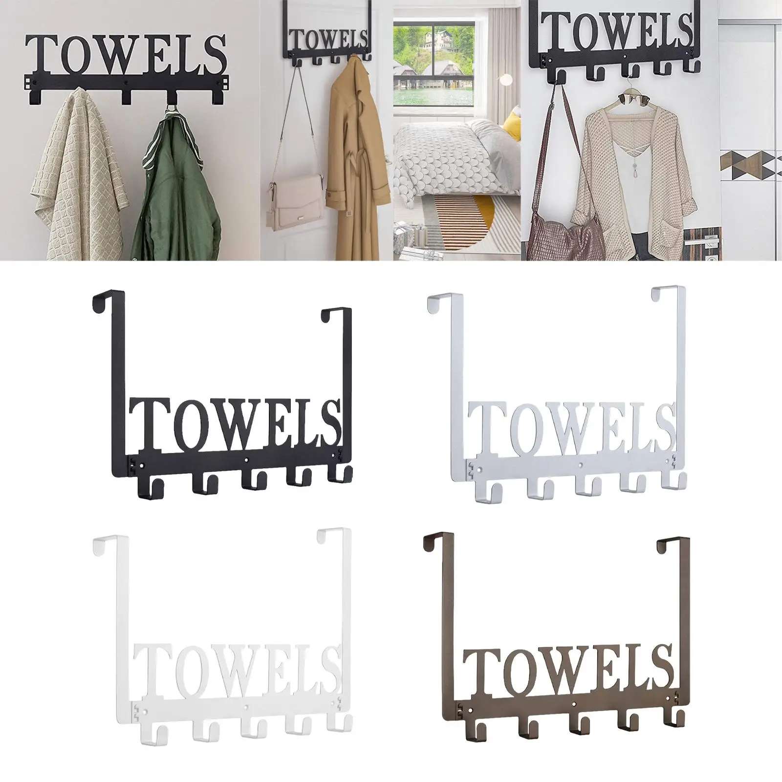 Stainless Towel Rack, Bathroom Organizer Rack, Storage Decor Hang Door Hooks , for Bedroom Cabinet Coat Bathrobe Towel
