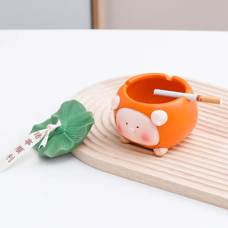 

Novelty Persimmon Shaped Ashtray Home Living Decor Office Tabletop Ornament Cute Pig Persimmon Ash Tray Crafts Accessories Gift