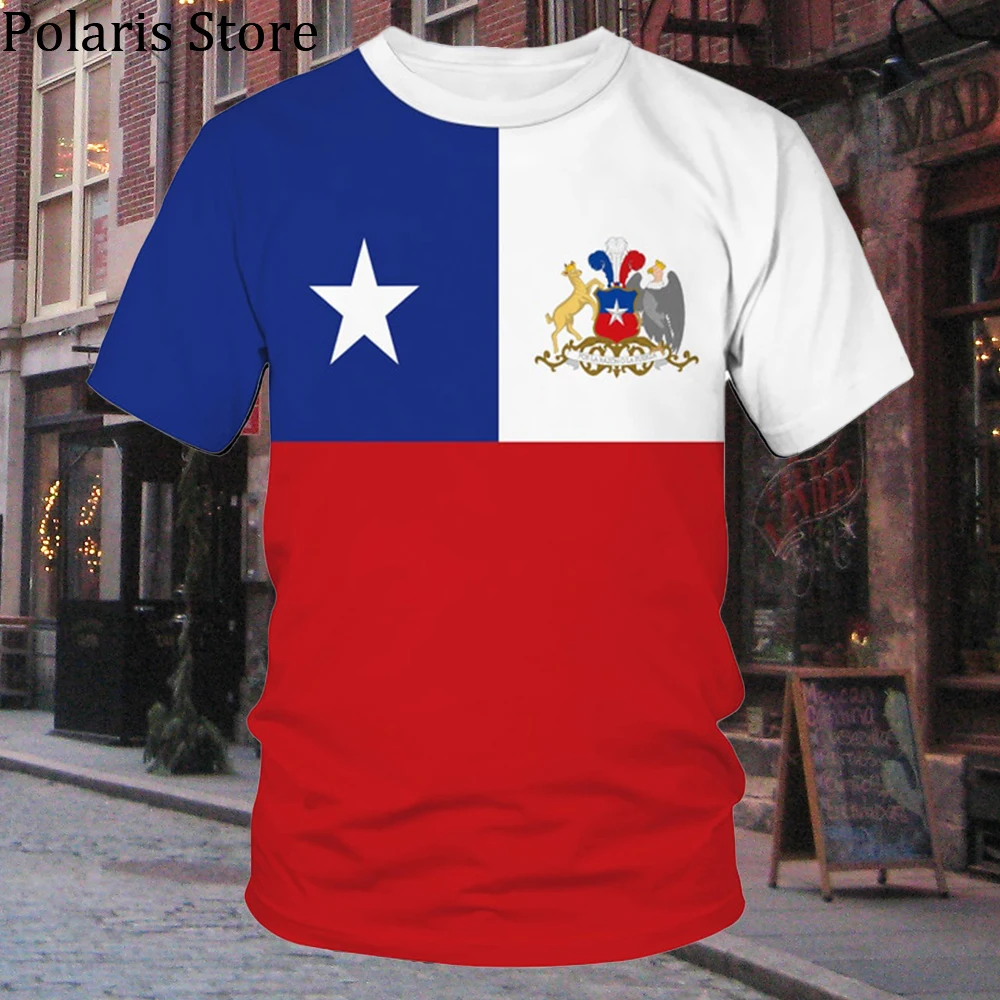 

Chile Flag T Shirt Emblem Tees Football Jersey Soccer Rugby Cycling Clothes República de Chile