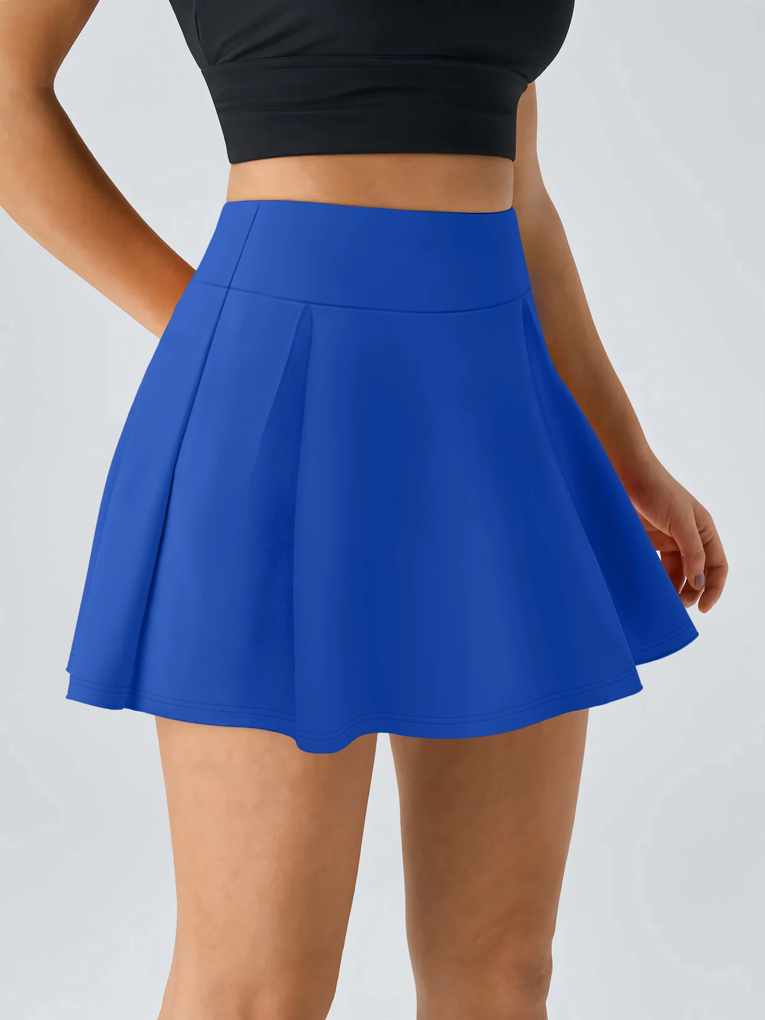 Women's retro solid color wide leg skort high waisted with a drapey feel 90s Hong Kong style casual and figure flattering 5