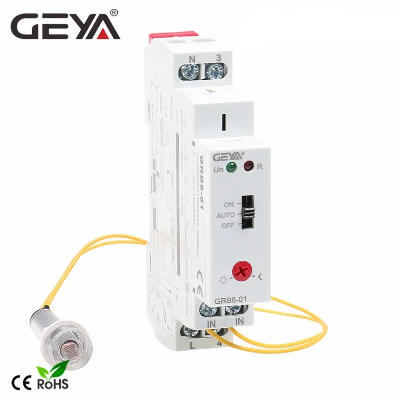 Фото Бесплатная доставка, фотоэлектрический переключатель света GEYA GRB8-01/02 Din rail Twi, фотоэлектрический таймер светильник световое реле, реле управления автоматическим включением и выключением №1