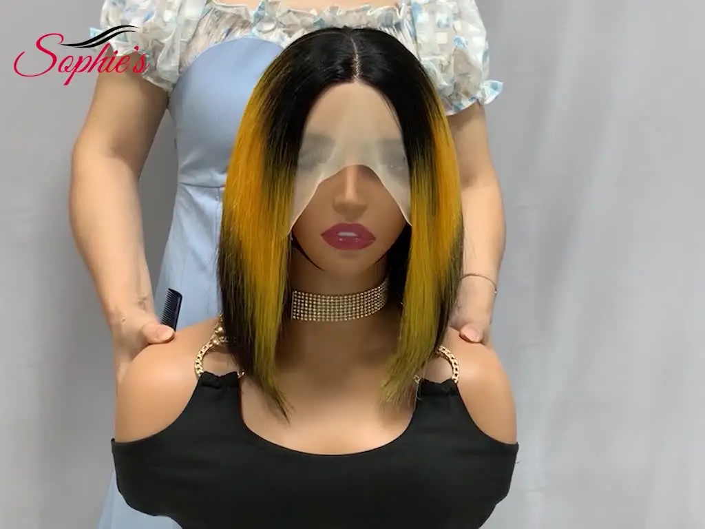 Сophies Бразильские прямые парики из человеческих волос 180% плотности 8-12 дюймов