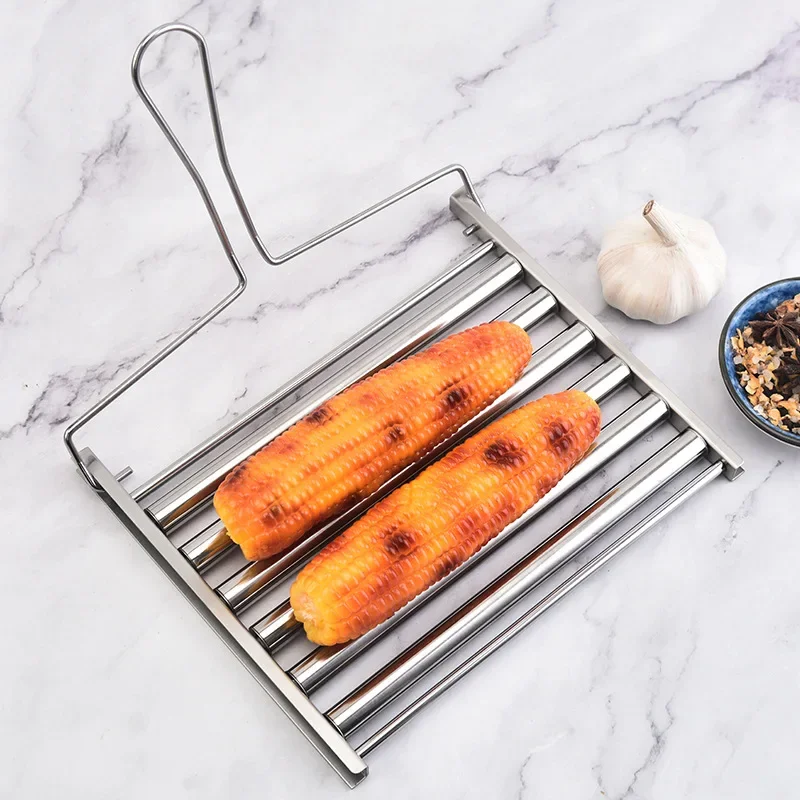 Sausage roller rack with handle barbecue grilling rack roller hot dog grill pan home kitchen tool