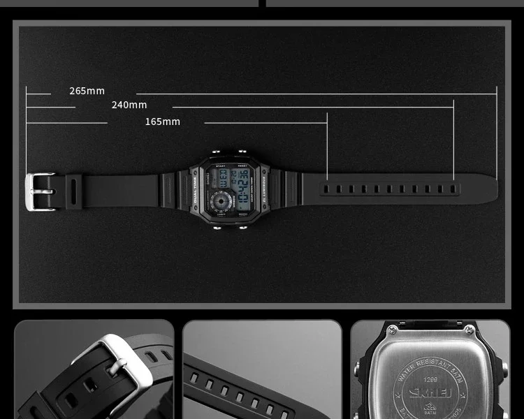 SKMEI 1299  Alarm Male Digital Watch reloj hombre Outdoor Sport Watch Fashion Men PU Strap Multifunction Waterproof Watches