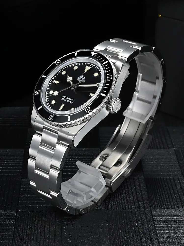 San Martin 38mm Vintage 6200 Mens Watch NH35 Water Ghost Automatic Mechanical Wristwatch BGW-9 Lume 20Bar Zegarek Męski SN0004-4