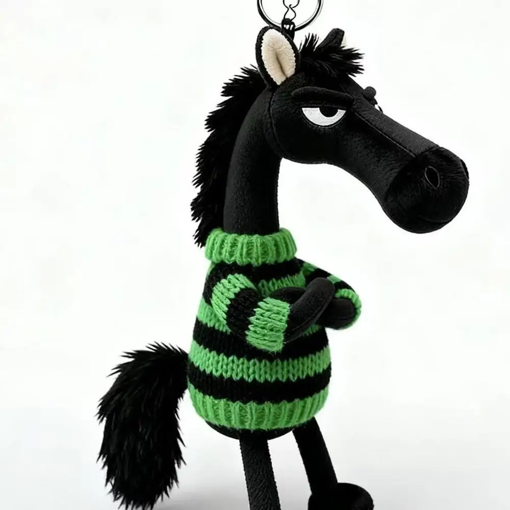 Plush Black Horse Keychain and Backpack Pendant: 2026 Year of the Horse Mascot