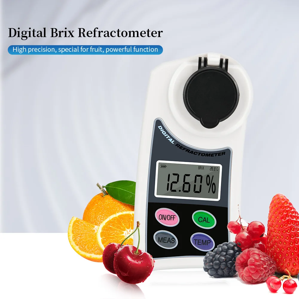 Brix Digital Brix Refractometer Measure Sugar Content In Water Samples Fruits Saccharimeter Sugar Tester Fruits 0.0-55.0% Brix