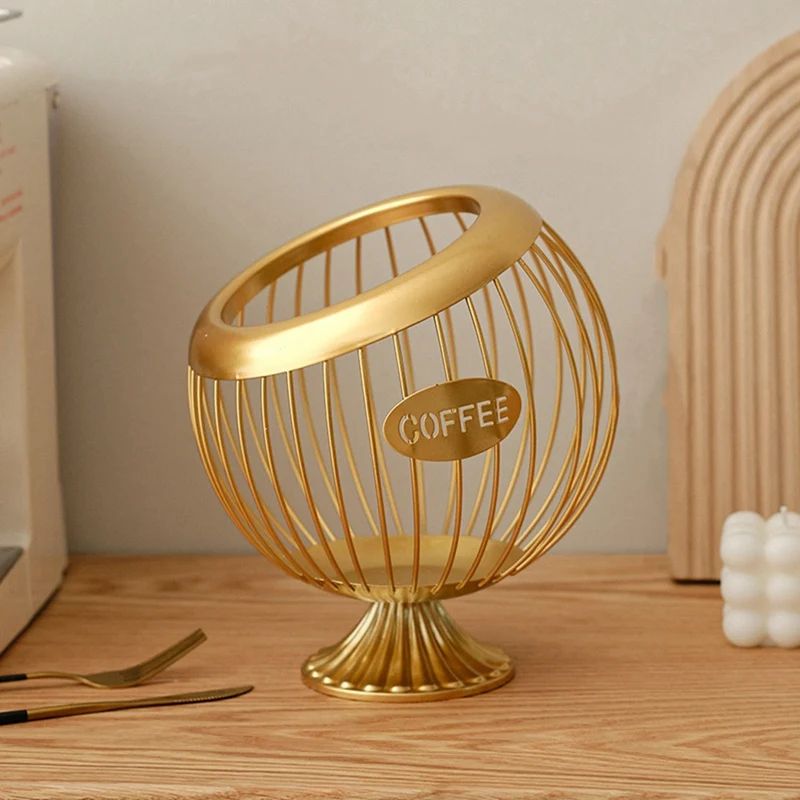 Espresso Capsule Holder Container Counter Coffee Pod Holder Snack Fruit Organizer Kitchen Replacement Parts Gold 5
