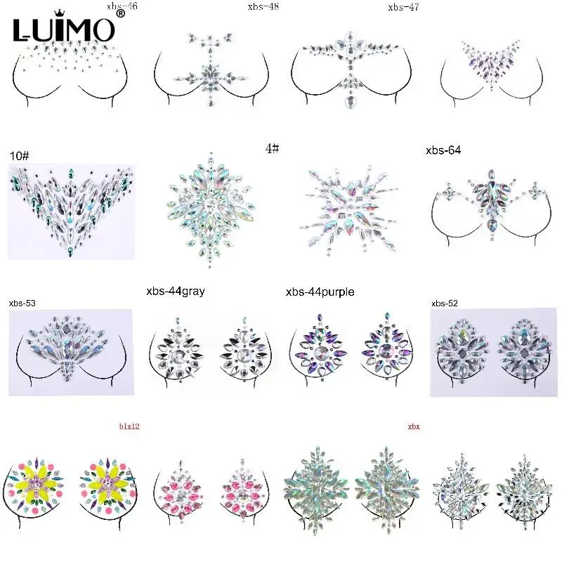

Crystal Bra Stickers Diamond Beads Adhesive Bra Pad Stickers Nipple Cover Breast Pasties Shiny Tattoo Sticker Bra Accessories