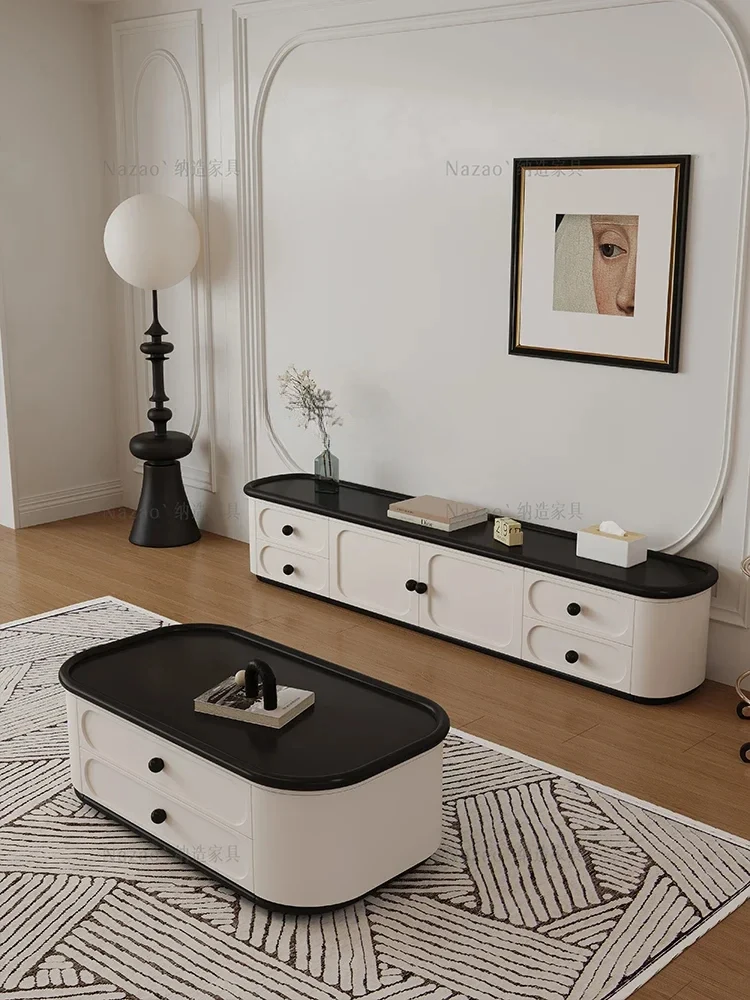 

French Cream Style Living Room Coffee Table Retro Style Creative Nordic Household Oval Tea Table