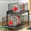 Under Sink Shelf Cabinet Organizer  2-Layer Removable Pull-Out Kitchen Under Sink Organizer Storage Rack with Drawers 4