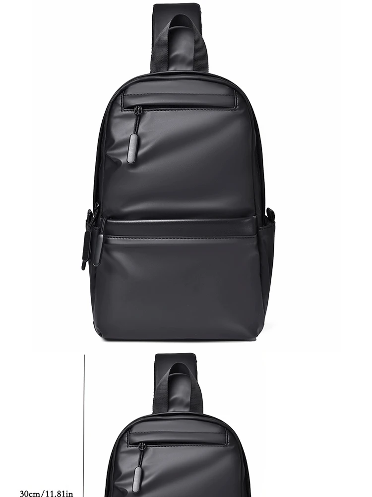 Neue trendige lässige Leder-Membran-Brusttasche für Herren, spritzwassergeschützte multifunktionale Umhängetasche – Detail 1