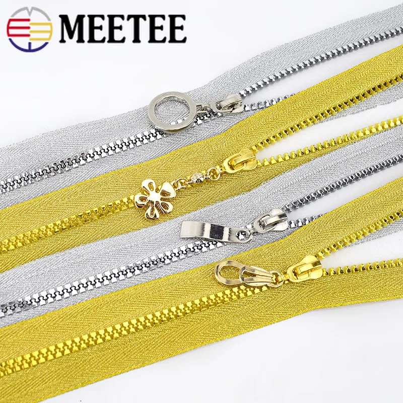 2/5pcs Meetee 60cm 5 Gold Silver Open end Resin Zipper for Sewing Coat