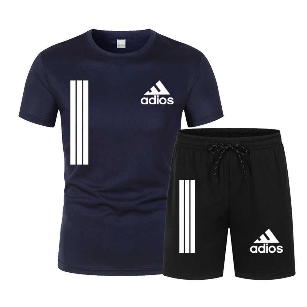 Summer Luxury Set Men's Short Sleeve Suit Fashion Casual Shorts Tracksuit Clothes for Mens T-shirt + Shorts 2-piece Set