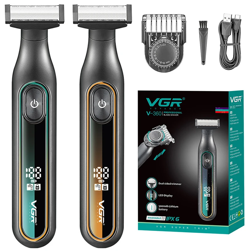 VGR Men's Face + Body Electric Shaver Beauty Set Beard & Body Trimmer Rechargeable Electric Shaver Wet & Dry