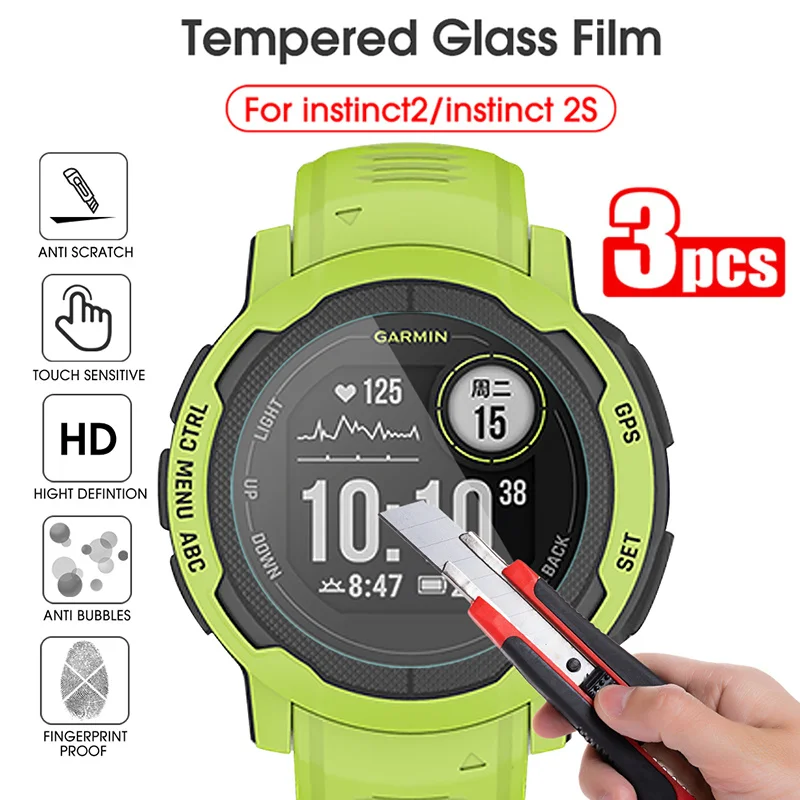

1/3Pcs Tempered Protective Glass Explosion-proof Anti Scratch Full Screen Protector Film for For Garmin Instinct 2 2S Front Film