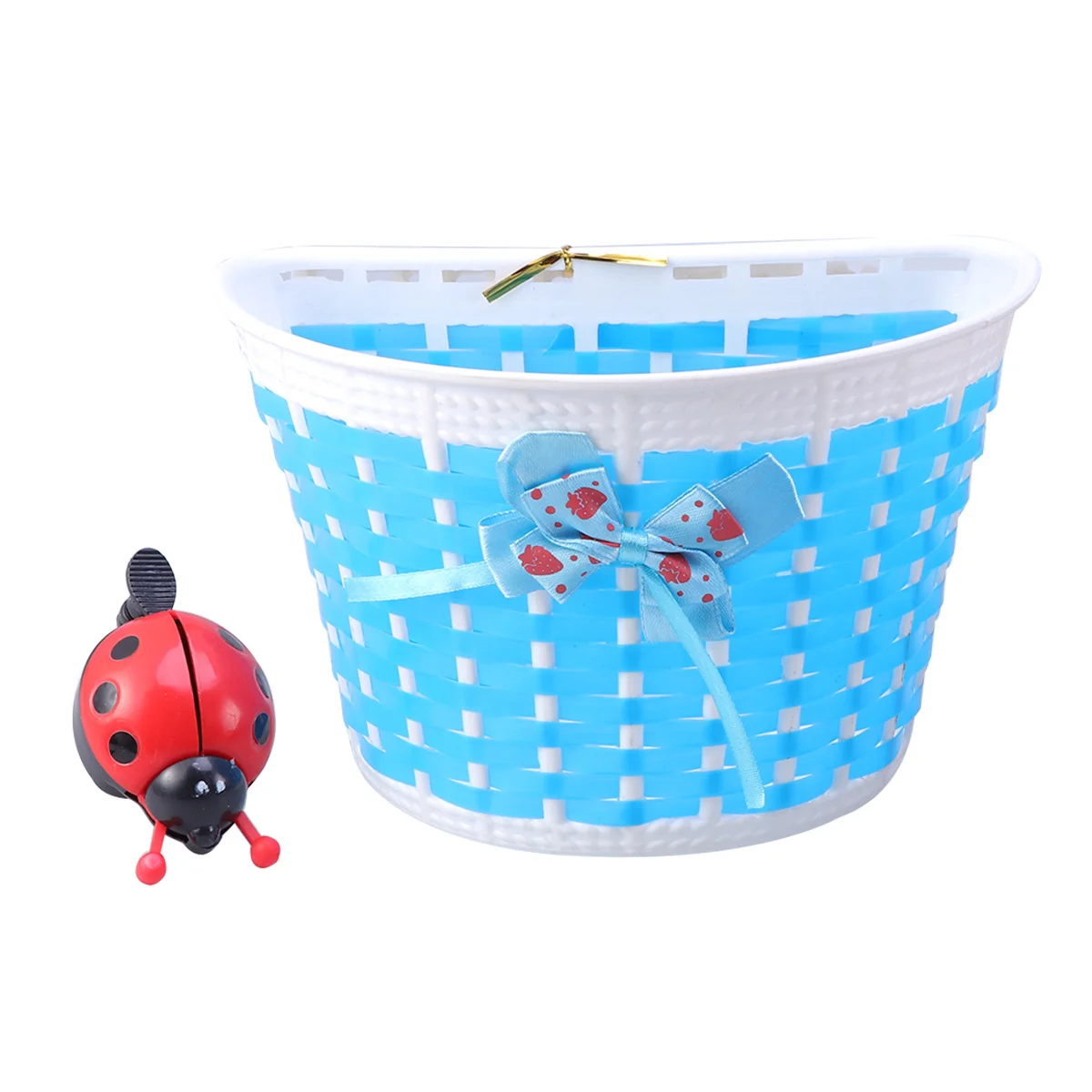 

Bicycle Scooter Basket Children Bike Basket Plastic Knitted Bow Knot Front Handmade Bag