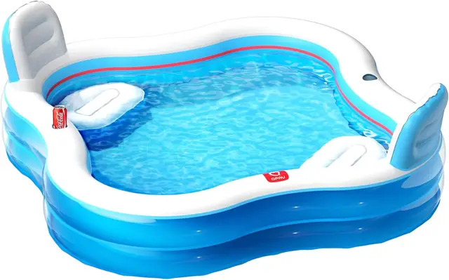 Large 80x80x27 Inch Inflatable Swimming Pool with 2 Seats and Backrests for Family Fun in Backyard, Garden, Outdoors