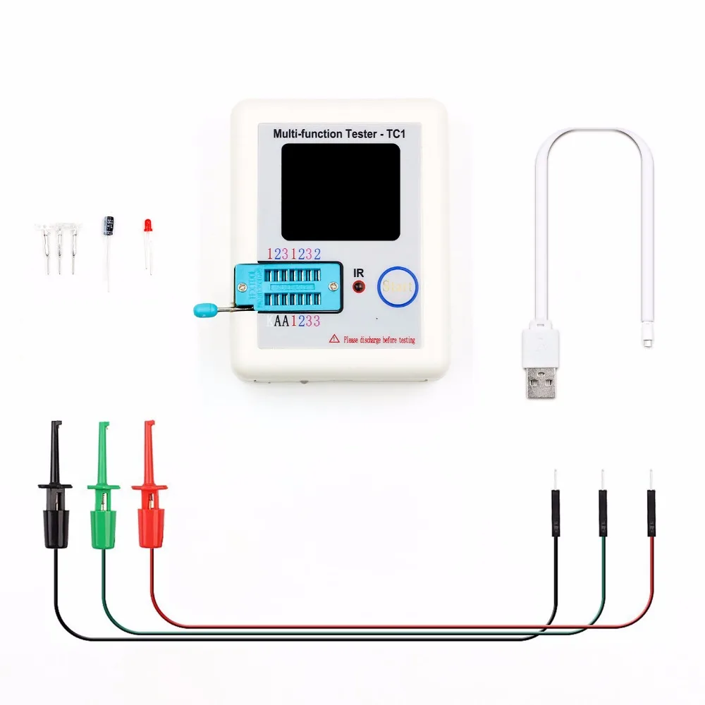 Transistor Tester LCR-TC11.77inch Colorful Display Multi-functional TFT Backlight Transistor Tester for Diode Triode Capacitor Resistor Transistor