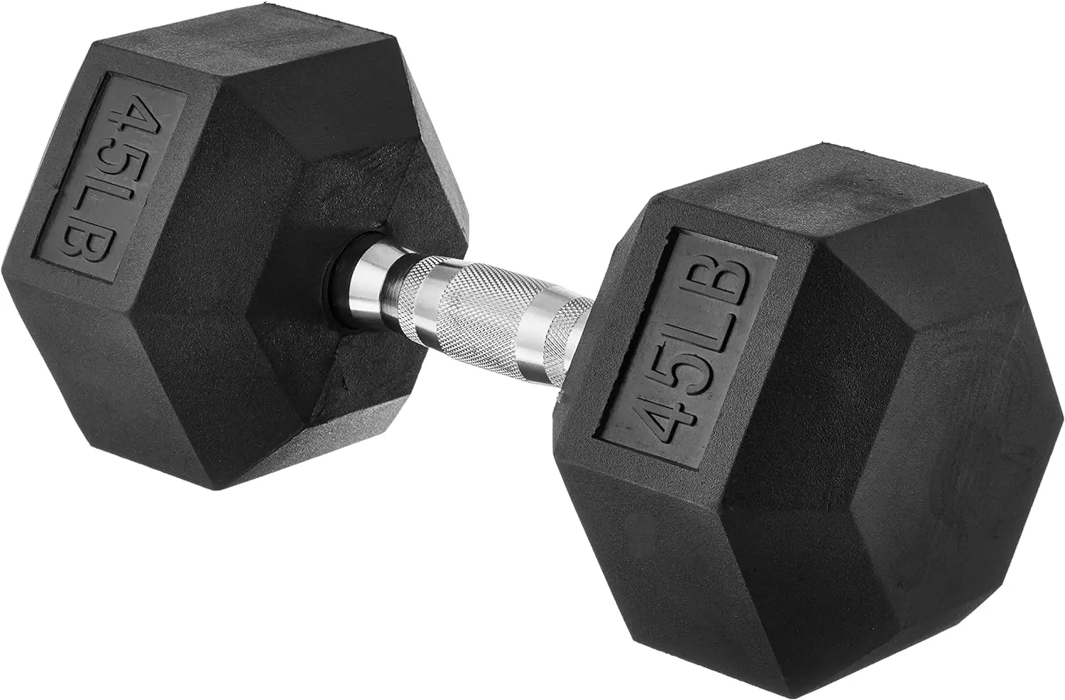 

Dumbbell Rubber Encased Exercise & Fitness Hex Dumbbell, Single, Hand Weight For Strength Training