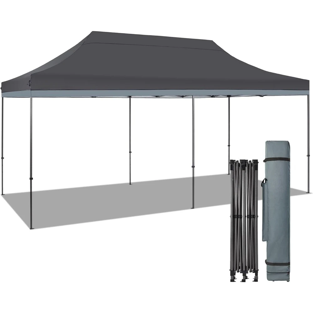 

10x20 Canopy Tent Portable Pop Up Canopy Heavy Duty Outdoor Canopy with Wheeled Bag Bonus 6 Sandbags, 10 Stakes
