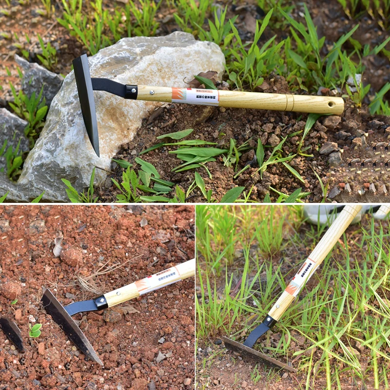 Small triangular hoe garden tool archaeological excavation with shovel tool weeding planting flowers and vegetables 6
