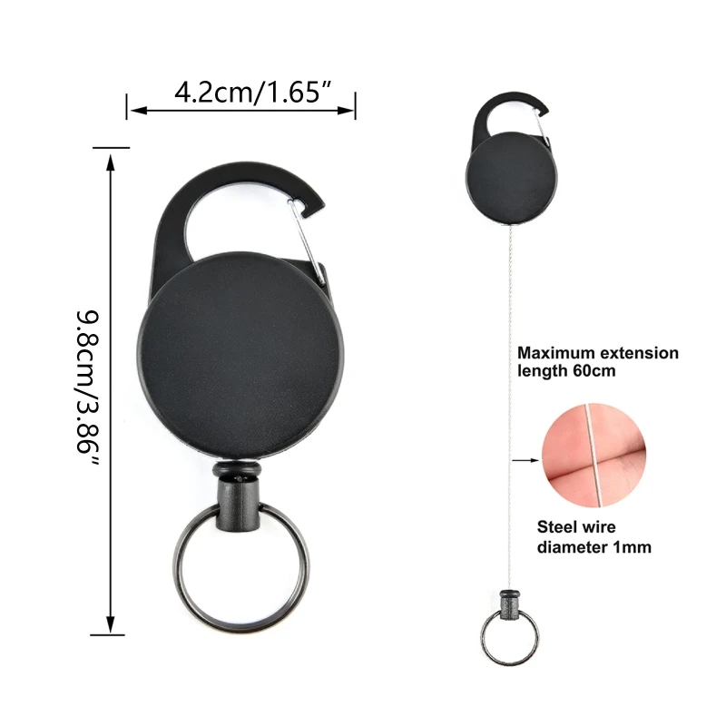 2 Stück Ausweisrolle Einziehbar – YOYO SKI Pass ID Kartenhalter Mit Karabiner, Schwarz