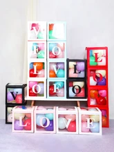  Alphabet Name Box Transparent Birthday Balloon Box Wedding  Party Decoration 