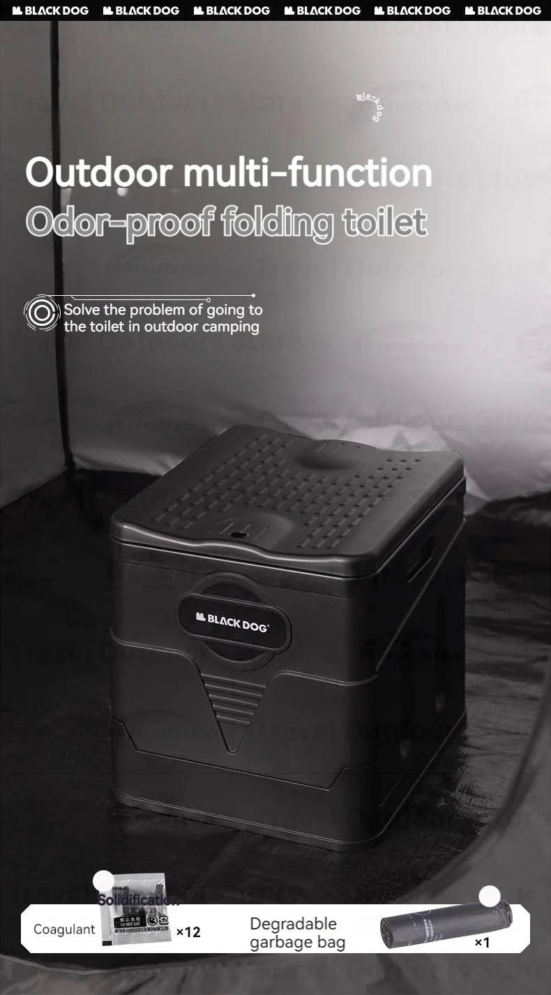 Description Picture 3 of itemNaturehike BLACKDOG Camping PP Toilet Stool Storage Box Trash Can Bin Degradable Travel Emergency Folding Portable Mobile Toilet