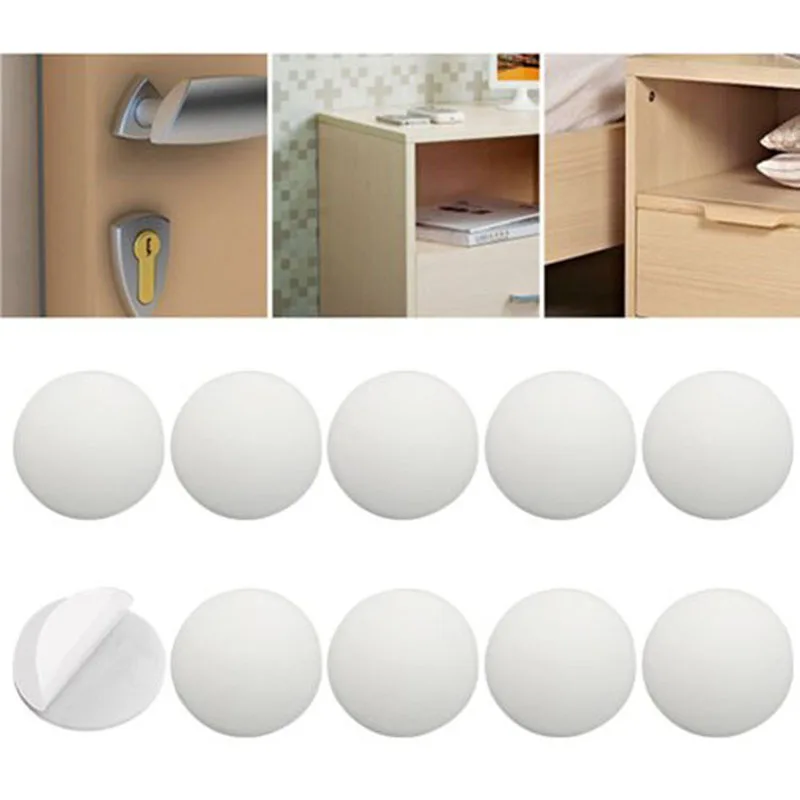 White Door Stops Rubber Wall Protectors Guards Self Adhesive Door Handle Bumper Stoppers Protective Plug Non-slip Muffler