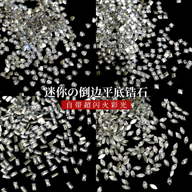 미니 네일 아트 라인스톤 크리스탈 다이아몬드 혼합 모양 스파클 오로라 DIY 네일 럭셔리 매니큐어 액세서리, 50 개