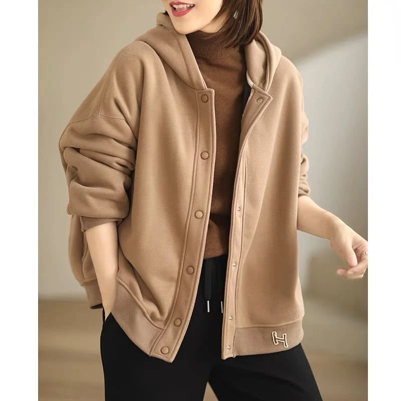 New Oversized Hoodie Sweatshirts Women Spring Autumn Jacket Long Sleeve Casual Korean Fashion Tops Cardigan Vintage Coat
