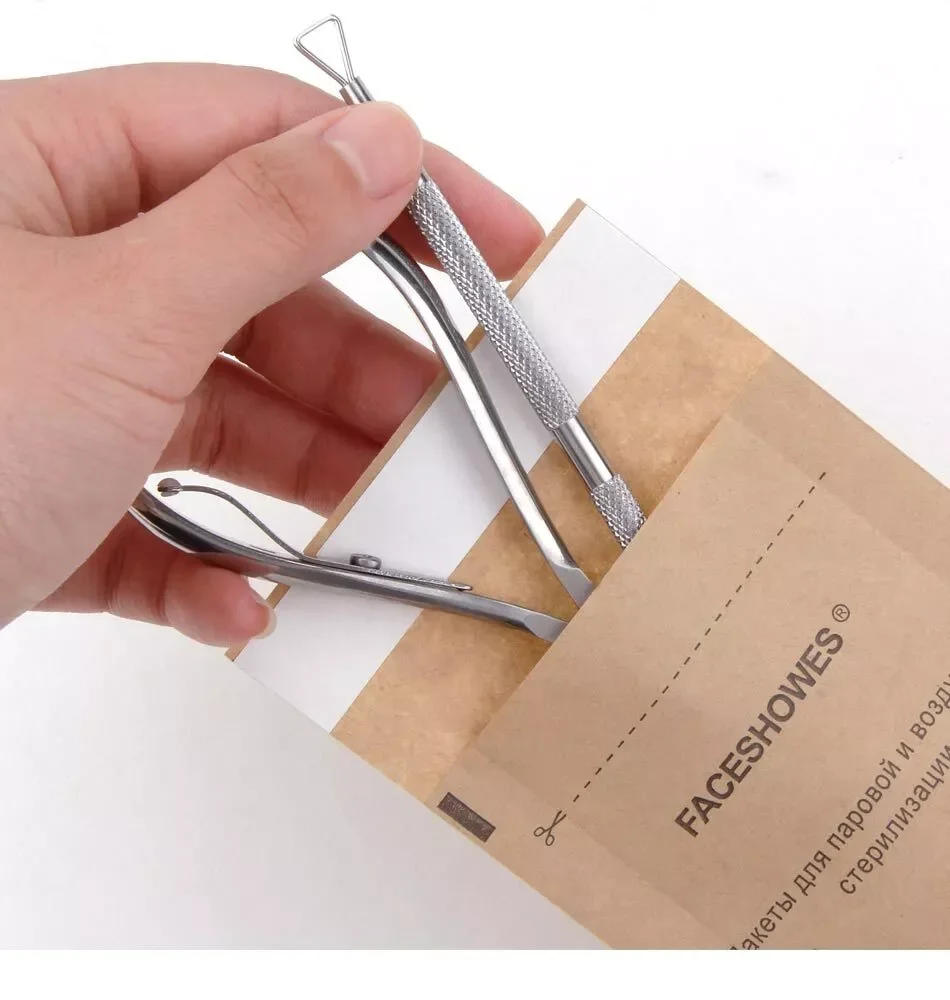 Nail Disinfection Bag Self-Sealing Disposable Manicure Pouch Autoclave Kraft Paper Cleaning 50Pcs For Dentist Tools