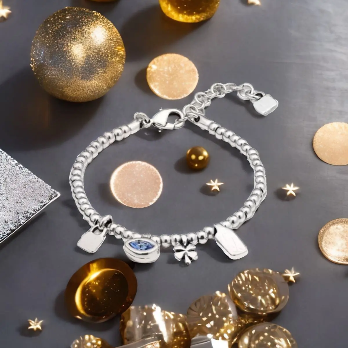

Top New Fit UNO DE 50 Fashion Electroplating 925 Silver 14k Gold Charm Bracelet Blue Gem Niche Popular Jewelry Gift